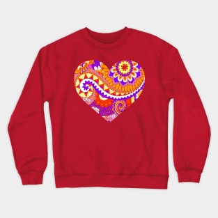 Purple and Orange Floral Heart Crewneck Sweatshirt